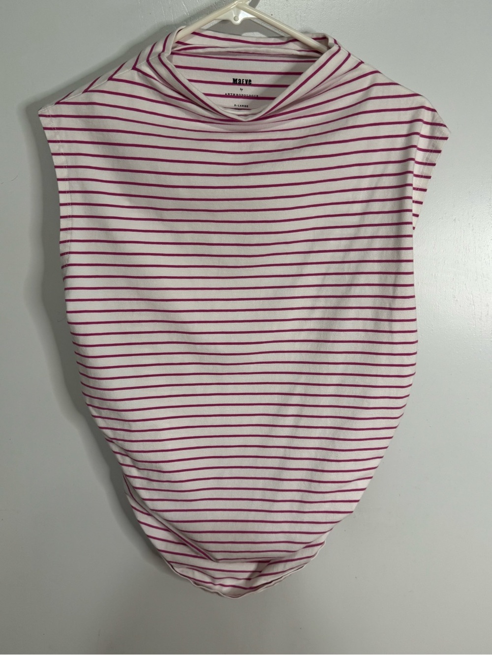 Anthropology Maeve- White Tank Top with Pink Stripes